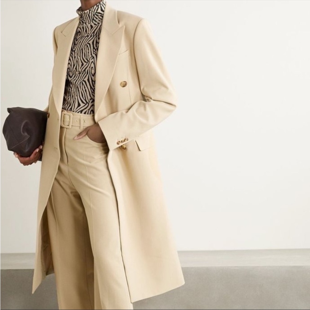 Nanushka Woven Camel Greta Trench Coat Khaki Color Size Large